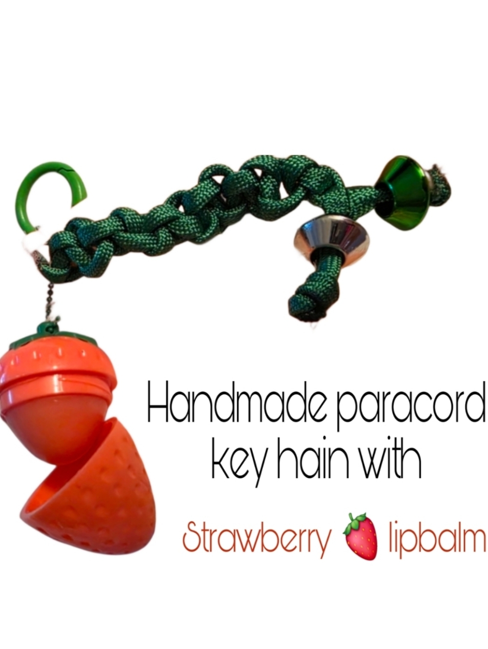 Handmade Strawberry Lip Balm Gloss Keychain Bag Charm Accessory - Picture 3 of 9